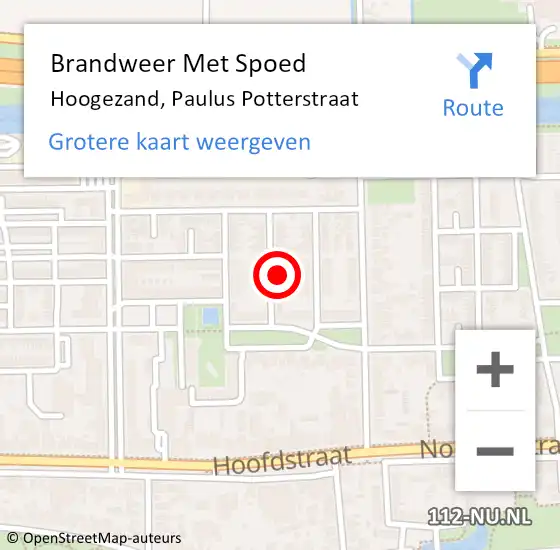 Locatie op kaart van de 112 melding: Brandweer Met Spoed Naar Hoogezand, Paulus Potterstraat op 17 januari 2023 15:47