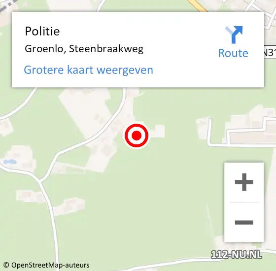 Locatie op kaart van de 112 melding: Politie Groenlo, Steenbraakweg op 17 januari 2023 16:24