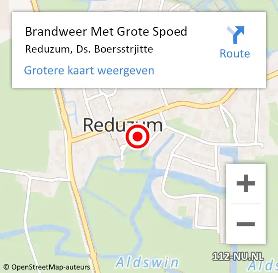 Locatie op kaart van de 112 melding: Brandweer Met Grote Spoed Naar Reduzum, Ds. Boersstrjitte op 17 januari 2023 16:42