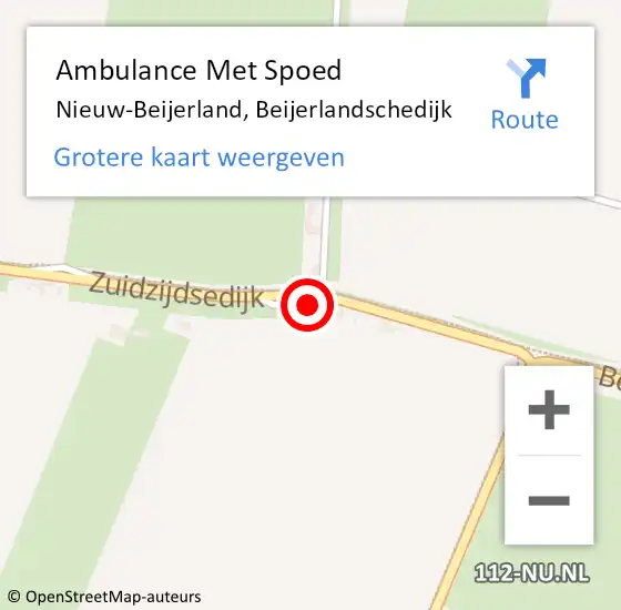 Locatie op kaart van de 112 melding: Ambulance Met Spoed Naar Nieuw-Beijerland, Beijerlandschedijk op 17 januari 2023 16:53