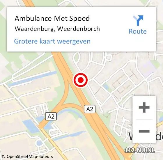 Locatie op kaart van de 112 melding: Ambulance Met Spoed Naar Waardenburg, Weerdenborch op 17 januari 2023 16:58