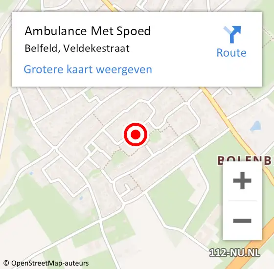 Locatie op kaart van de 112 melding: Ambulance Met Spoed Naar Belfeld, Veldekestraat op 12 augustus 2014 14:09