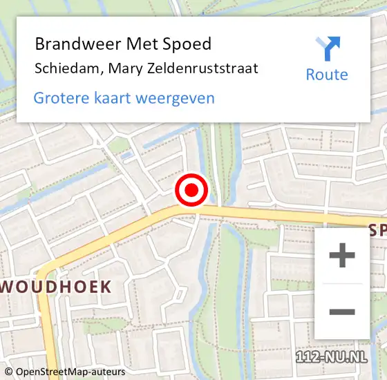 Locatie op kaart van de 112 melding: Brandweer Met Spoed Naar Schiedam, Mary Zeldenruststraat op 17 januari 2023 17:22