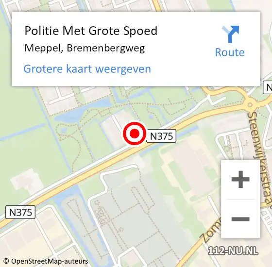 Locatie op kaart van de 112 melding: Politie Met Grote Spoed Naar Meppel, Bremenbergweg op 17 januari 2023 17:26