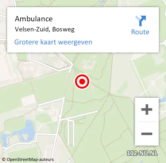 Locatie op kaart van de 112 melding: Ambulance Velsen-Zuid, Bosweg op 17 januari 2023 17:28