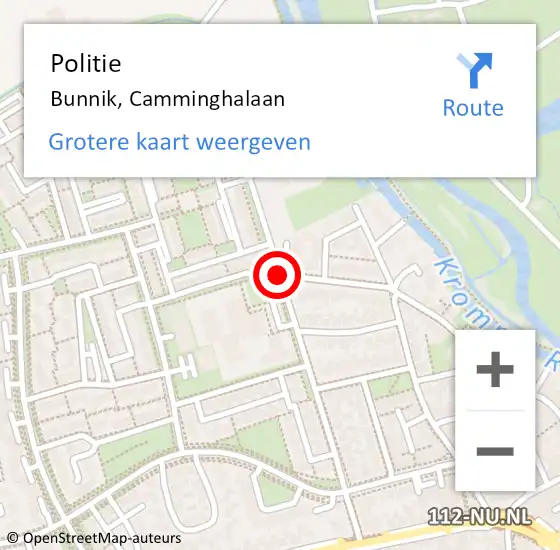 Locatie op kaart van de 112 melding: Politie Bunnik, Camminghalaan op 12 augustus 2014 14:13