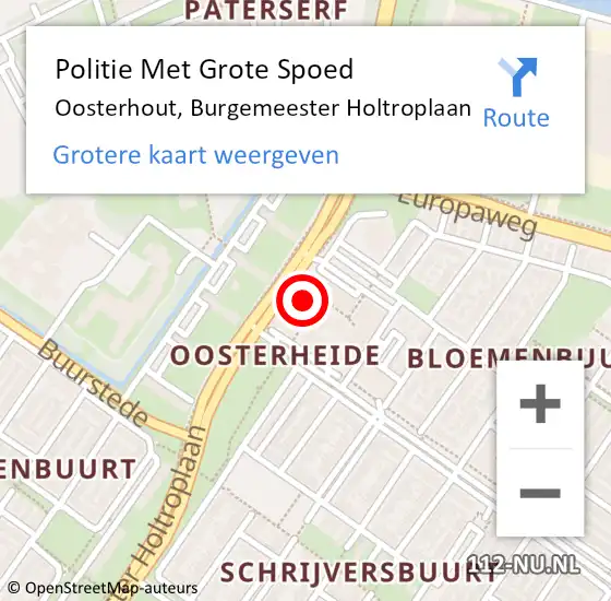 Locatie op kaart van de 112 melding: Politie Met Grote Spoed Naar Oosterhout, Burgemeester Holtroplaan op 17 januari 2023 17:57