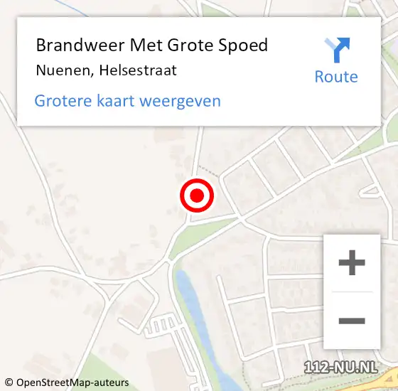 Locatie op kaart van de 112 melding: Brandweer Met Grote Spoed Naar Nuenen, Helsestraat op 17 januari 2023 17:58