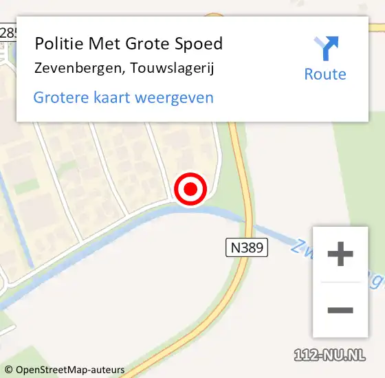 Locatie op kaart van de 112 melding: Politie Met Grote Spoed Naar Zevenbergen, Touwslagerij op 17 januari 2023 18:07