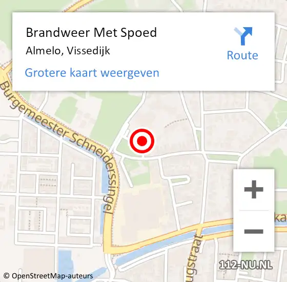 Locatie op kaart van de 112 melding: Brandweer Met Spoed Naar Almelo, Vissedijk op 17 januari 2023 18:09