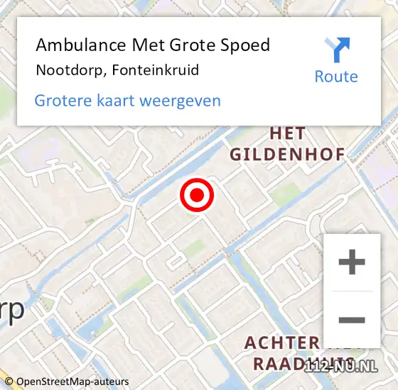 Locatie op kaart van de 112 melding: Ambulance Met Grote Spoed Naar Nootdorp, Fonteinkruid op 17 januari 2023 18:11