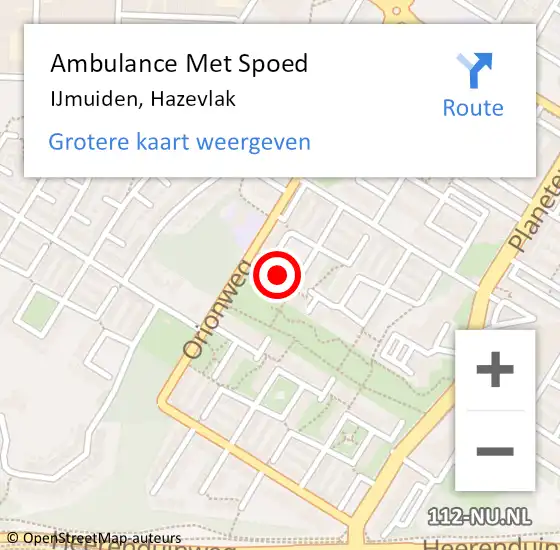 Locatie op kaart van de 112 melding: Ambulance Met Spoed Naar IJmuiden, Hazevlak op 17 januari 2023 18:14