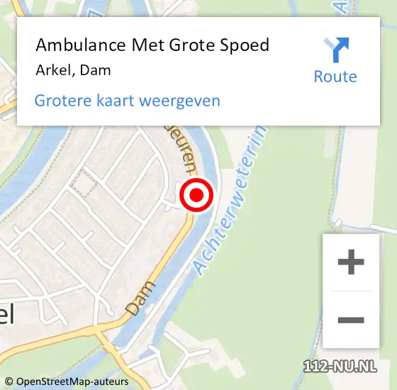 Locatie op kaart van de 112 melding: Ambulance Met Grote Spoed Naar Arkel, Dam op 17 januari 2023 18:25