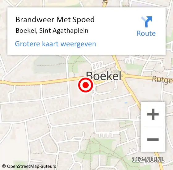 Locatie op kaart van de 112 melding: Brandweer Met Spoed Naar Boekel, Sint Agathaplein op 17 januari 2023 18:31