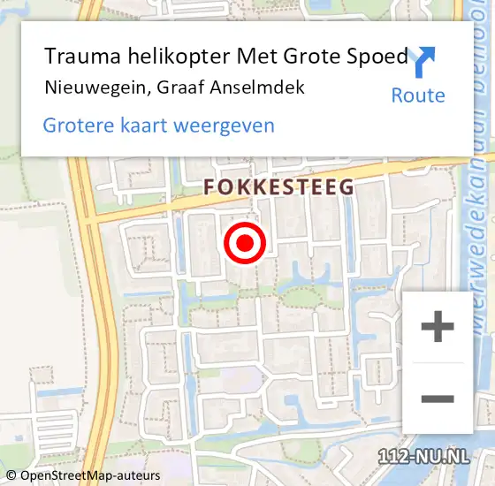 Locatie op kaart van de 112 melding: Trauma helikopter Met Grote Spoed Naar Nieuwegein, Graaf Anselmdek op 17 januari 2023 19:20