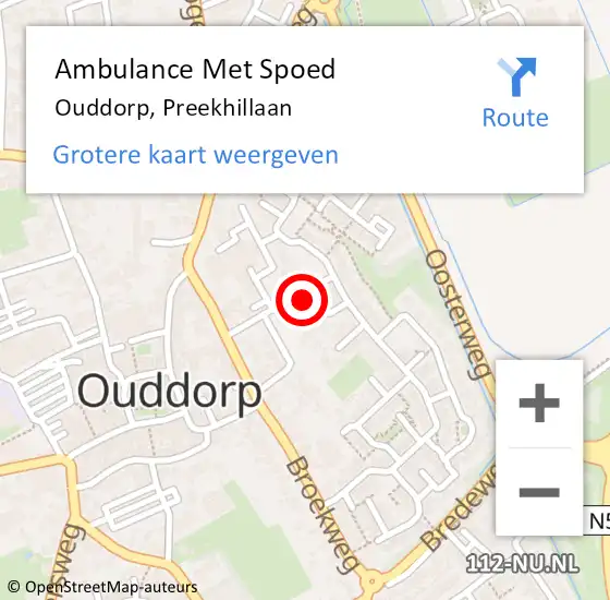 Locatie op kaart van de 112 melding: Ambulance Met Spoed Naar Ouddorp, Preekhillaan op 17 januari 2023 19:56