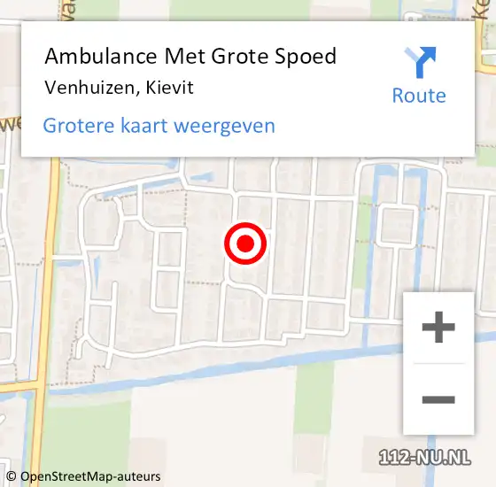 Locatie op kaart van de 112 melding: Ambulance Met Grote Spoed Naar Venhuizen, Kievit op 17 januari 2023 20:08