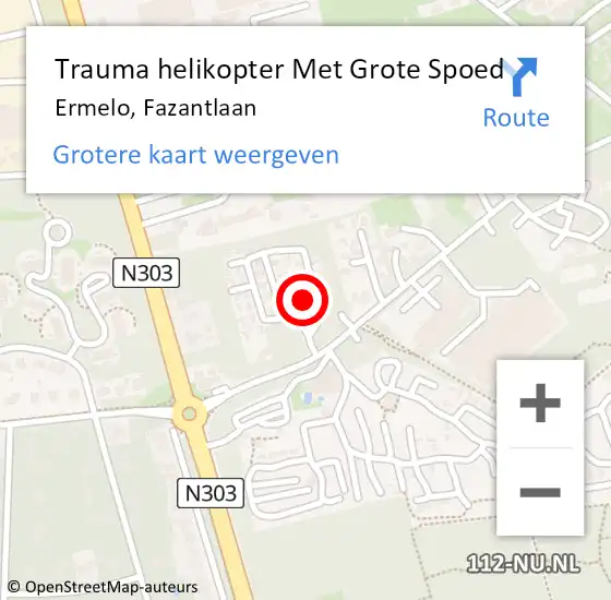 Locatie op kaart van de 112 melding: Trauma helikopter Met Grote Spoed Naar Ermelo, Fazantlaan op 17 januari 2023 20:11