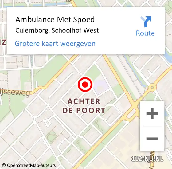 Locatie op kaart van de 112 melding: Ambulance Met Spoed Naar Culemborg, Schoolhof West op 17 januari 2023 20:13