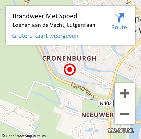 Locatie op kaart van de 112 melding: Brandweer Met Spoed Naar Loenen aan de Vecht, Lutgerslaan op 12 augustus 2014 14:27