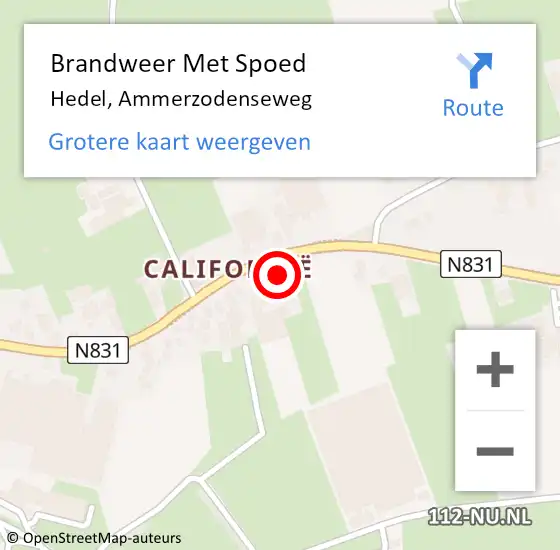 Locatie op kaart van de 112 melding: Brandweer Met Spoed Naar Hedel, Ammerzodenseweg op 17 januari 2023 20:59