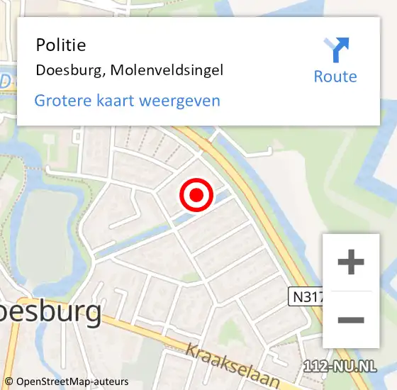 Locatie op kaart van de 112 melding: Politie Doesburg, Molenveldsingel op 17 januari 2023 21:14