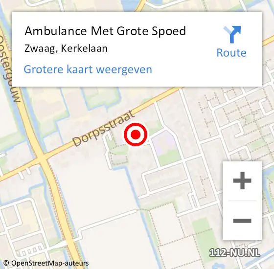 Locatie op kaart van de 112 melding: Ambulance Met Grote Spoed Naar Zwaag, Kerkelaan op 17 januari 2023 21:14