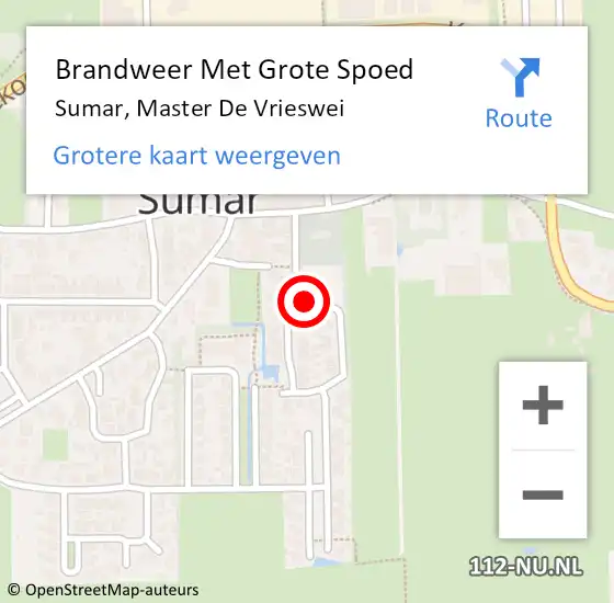 Locatie op kaart van de 112 melding: Brandweer Met Grote Spoed Naar Sumar, Master De Vrieswei op 12 augustus 2014 14:31