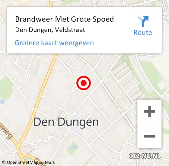 Locatie op kaart van de 112 melding: Brandweer Met Grote Spoed Naar Den Dungen, Veldstraat op 17 januari 2023 21:33