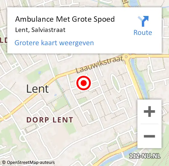 Locatie op kaart van de 112 melding: Ambulance Met Grote Spoed Naar Lent, Salviastraat op 17 januari 2023 21:34