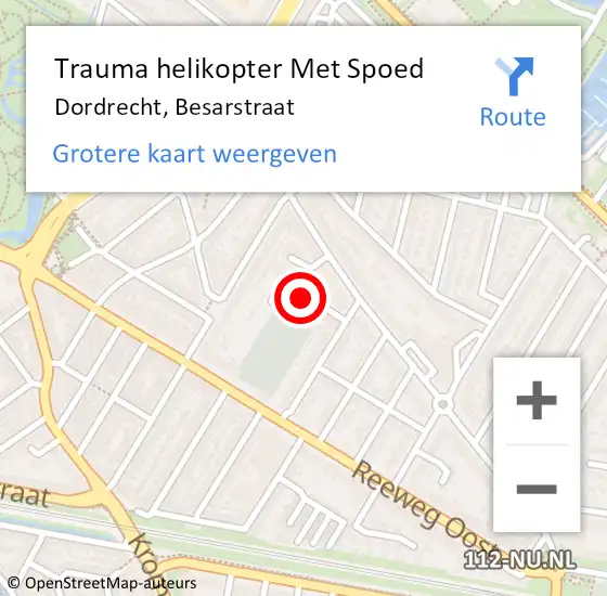 Locatie op kaart van de 112 melding: Trauma helikopter Met Spoed Naar Dordrecht, Besarstraat op 17 januari 2023 21:40