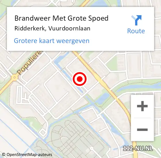 Locatie op kaart van de 112 melding: Brandweer Met Grote Spoed Naar Ridderkerk, Vuurdoornlaan op 17 januari 2023 21:49