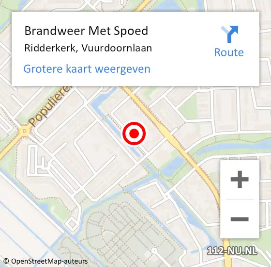 Locatie op kaart van de 112 melding: Brandweer Met Spoed Naar Ridderkerk, Vuurdoornlaan op 17 januari 2023 22:17