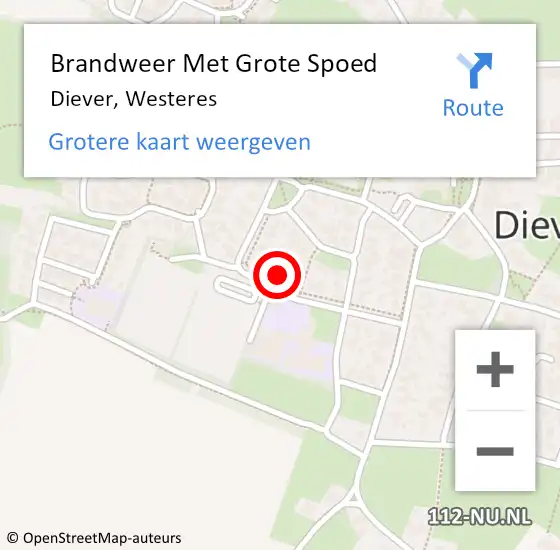 Locatie op kaart van de 112 melding: Brandweer Met Grote Spoed Naar Diever, Westeres op 17 januari 2023 22:17