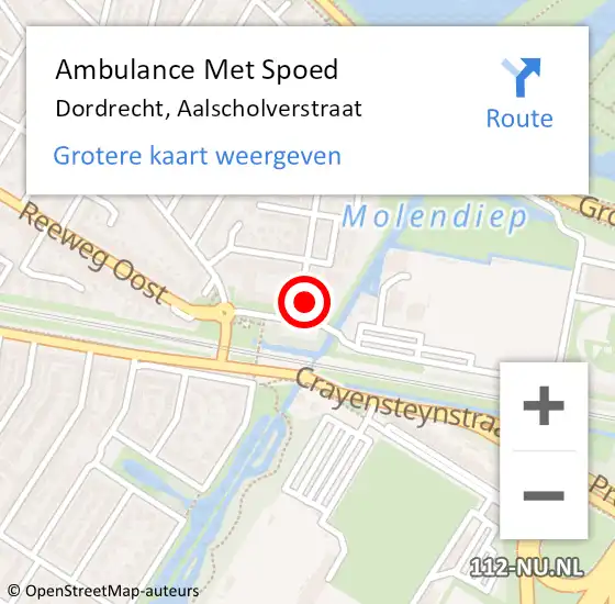 Locatie op kaart van de 112 melding: Ambulance Met Spoed Naar Dordrecht, Aalscholverstraat op 17 januari 2023 22:25