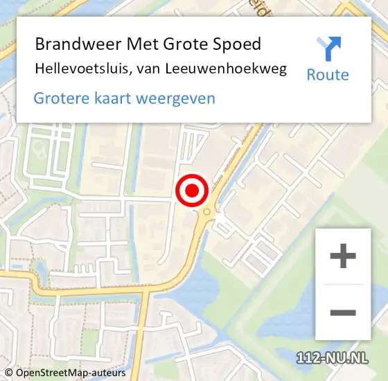 Locatie op kaart van de 112 melding: Brandweer Met Grote Spoed Naar Hellevoetsluis, van Leeuwenhoekweg op 17 januari 2023 22:25