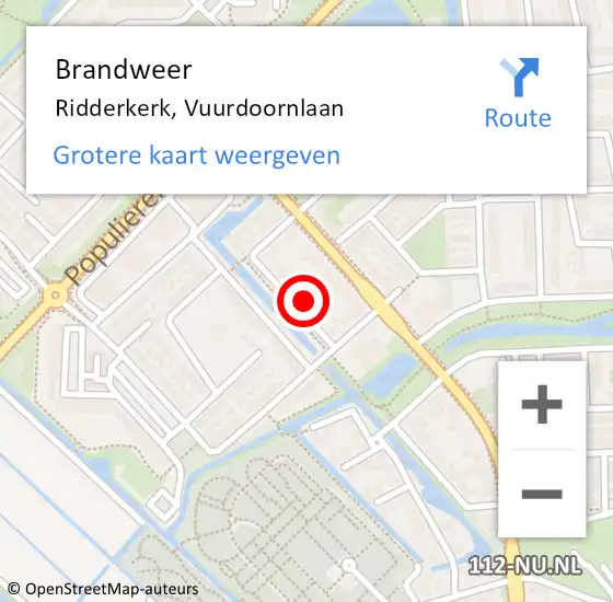 Locatie op kaart van de 112 melding: Brandweer Ridderkerk, Vuurdoornlaan op 17 januari 2023 22:46