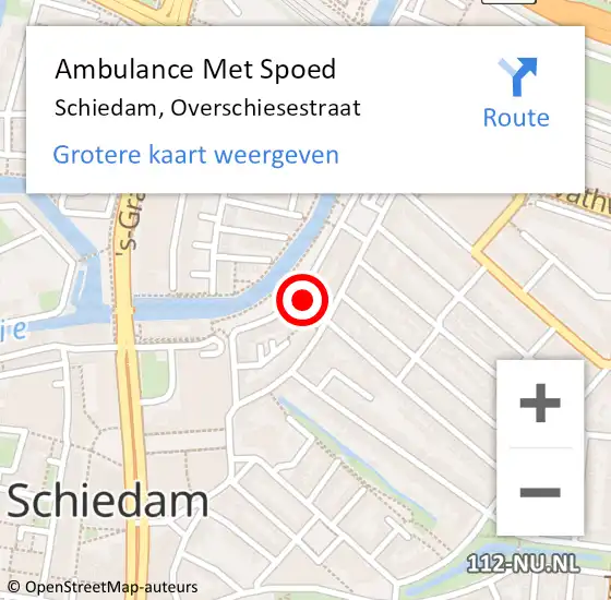 Locatie op kaart van de 112 melding: Ambulance Met Spoed Naar Schiedam, Overschiesestraat op 17 januari 2023 23:09