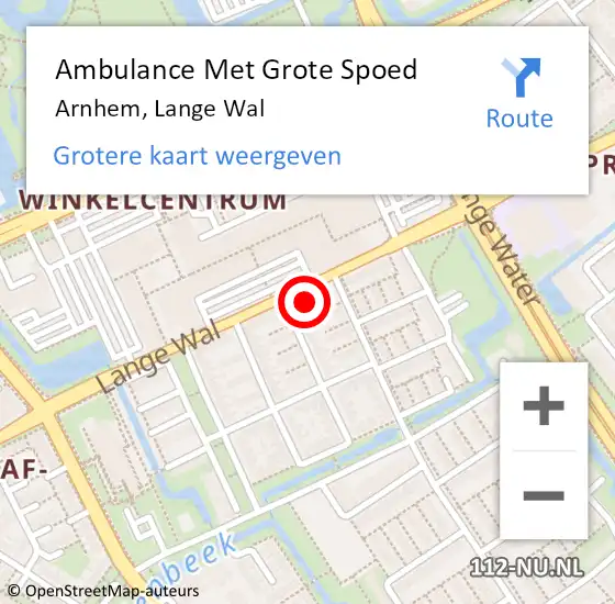 Locatie op kaart van de 112 melding: Ambulance Met Grote Spoed Naar Arnhem, Lange Wal op 17 januari 2023 23:46