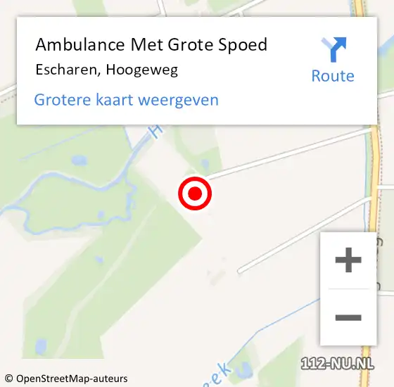 Locatie op kaart van de 112 melding: Ambulance Met Grote Spoed Naar Escharen, Hoogeweg op 12 augustus 2014 14:38