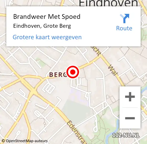 Locatie op kaart van de 112 melding: Brandweer Met Spoed Naar Eindhoven, Grote Berg op 18 januari 2023 00:06