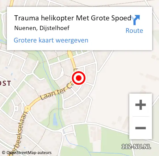 Locatie op kaart van de 112 melding: Trauma helikopter Met Grote Spoed Naar Nuenen, Dijstelhoef op 18 januari 2023 00:49