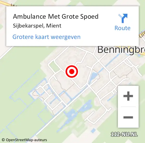 Locatie op kaart van de 112 melding: Ambulance Met Grote Spoed Naar Sijbekarspel, Mient op 18 januari 2023 02:08