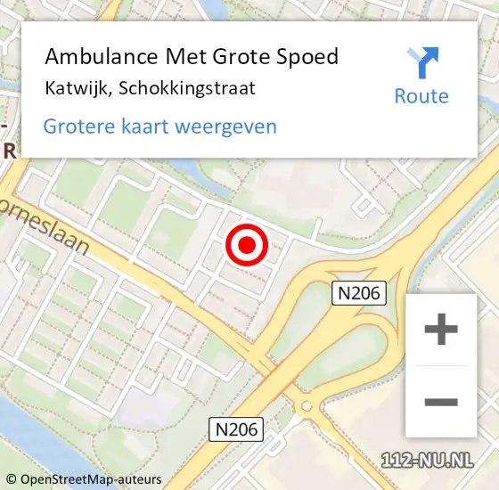 Locatie op kaart van de 112 melding: Ambulance Met Grote Spoed Naar Katwijk, Schokkingstraat op 18 januari 2023 02:23