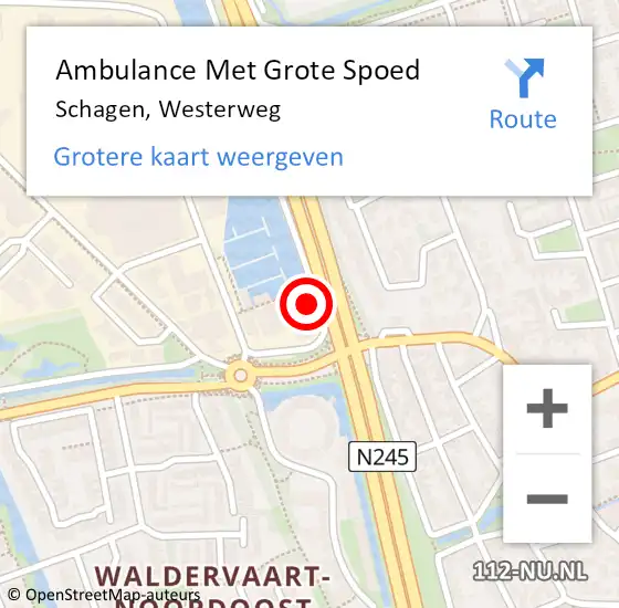 Locatie op kaart van de 112 melding: Ambulance Met Grote Spoed Naar Schagen, Westerweg op 18 januari 2023 03:58