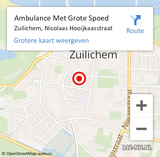 Locatie op kaart van de 112 melding: Ambulance Met Grote Spoed Naar Zuilichem, Nicolaas Hooijkaasstraat op 18 januari 2023 05:21