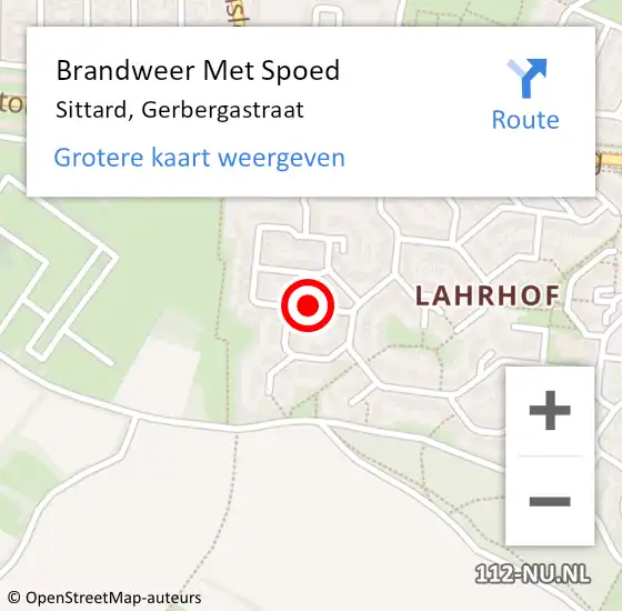 Locatie op kaart van de 112 melding: Brandweer Met Spoed Naar Sittard, Gerbergastraat op 18 januari 2023 06:39