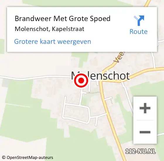 Locatie op kaart van de 112 melding: Brandweer Met Grote Spoed Naar Molenschot, Kapelstraat op 18 januari 2023 07:08