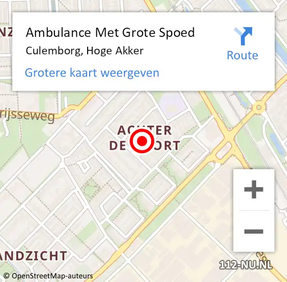 Locatie op kaart van de 112 melding: Ambulance Met Grote Spoed Naar Culemborg, Hoge Akker op 18 januari 2023 07:36