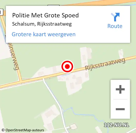 Locatie op kaart van de 112 melding: Politie Met Grote Spoed Naar Schalsum, Rijksstraatweg op 18 januari 2023 07:41